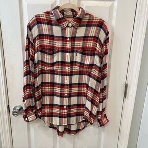Levi’s Thick and soft flannel red, blue and yellow button down UtilityShirt. XS